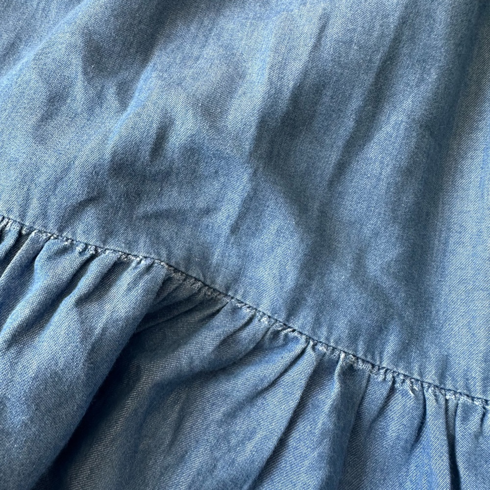 MICHAEL Michael‎ Kors Blue Chambray Faux Wrap Ruffle Dress Size Large - Picture 5 of 7